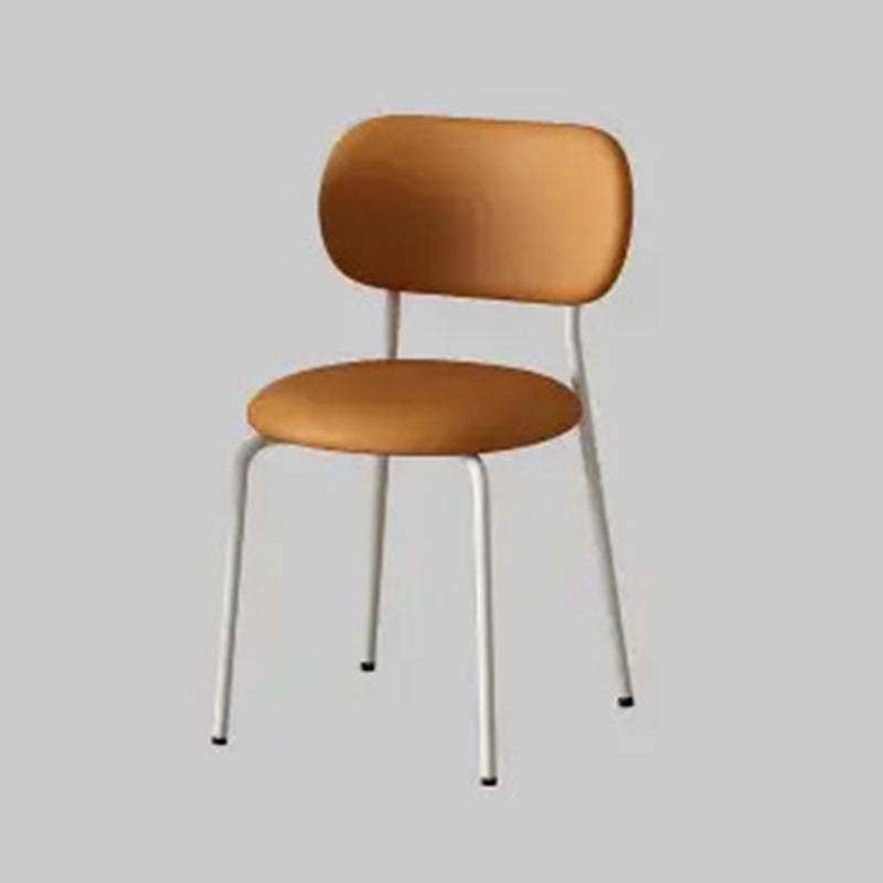 Scandinavian Round Leather Iron Stackable Dining Chair