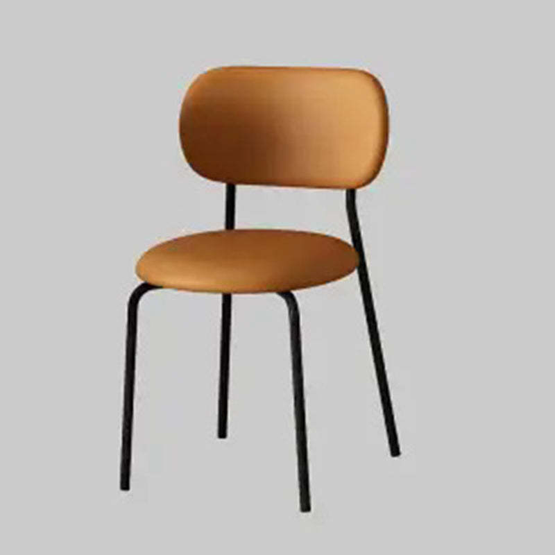 Scandinavian Round Leather Iron Stackable Dining Chair