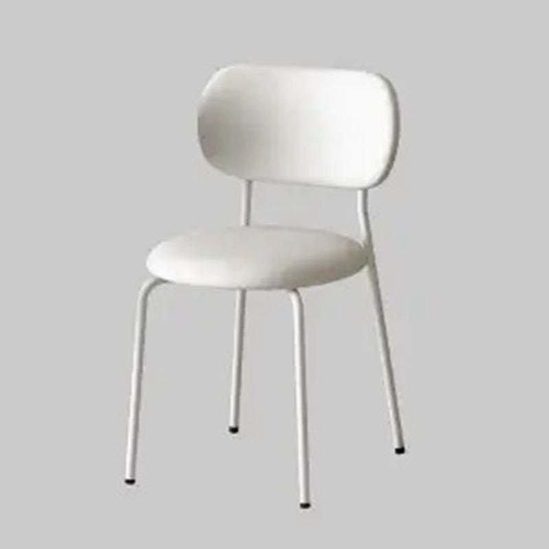 Scandinavian Round Leather Iron Stackable Dining Chair