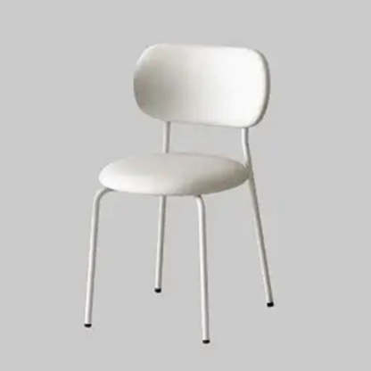 Scandinavian Round Leather Iron Stackable Dining Chair