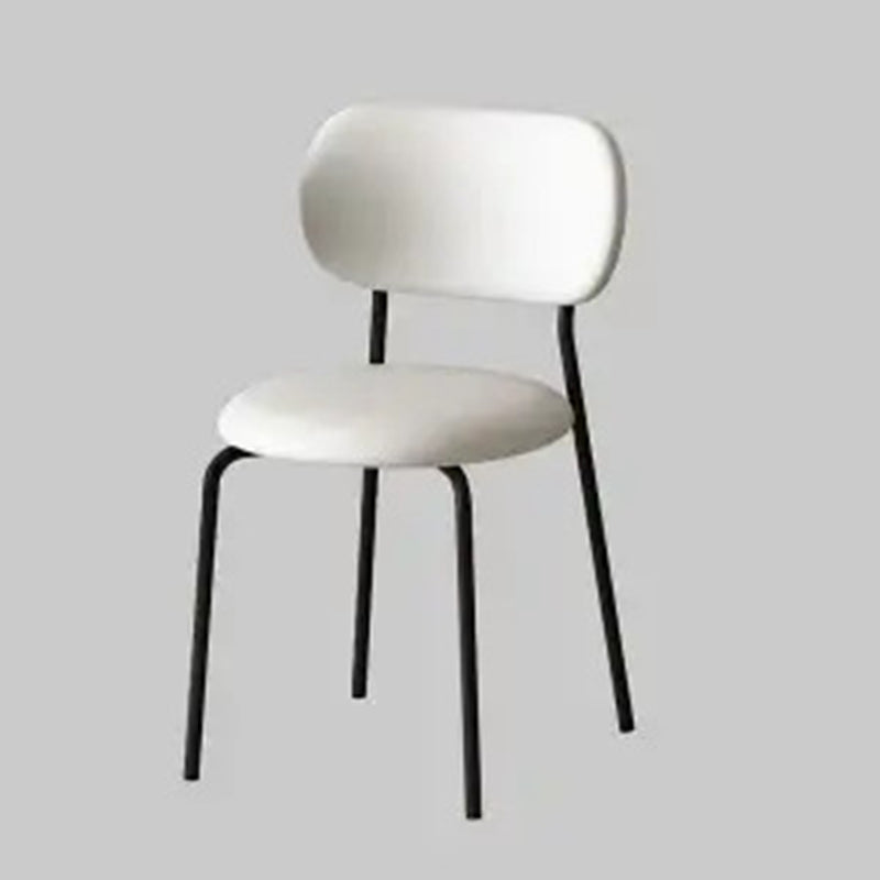 Scandinavian Round Leather Iron Stackable Dining Chair