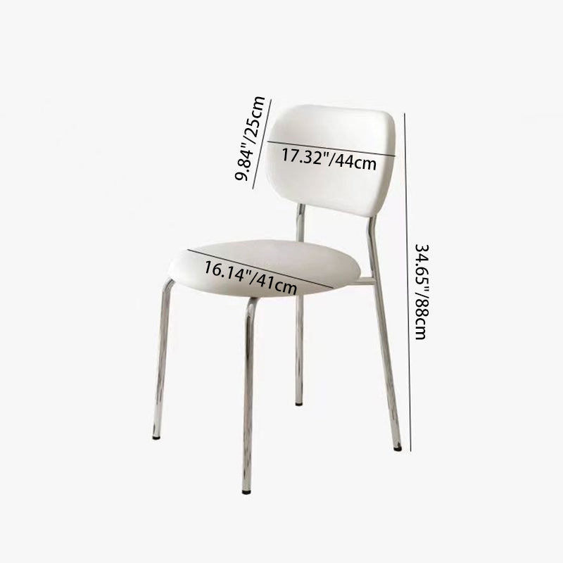 Scandinavian Round Leather Iron Stackable Dining Chair — Khaki Leather + White Frame