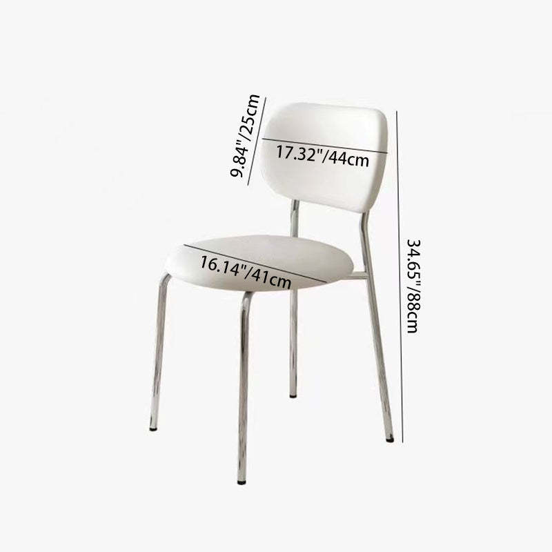 Scandinavian Round Leather Iron Stackable Dining Chair — Khaki Leather + White Frame
