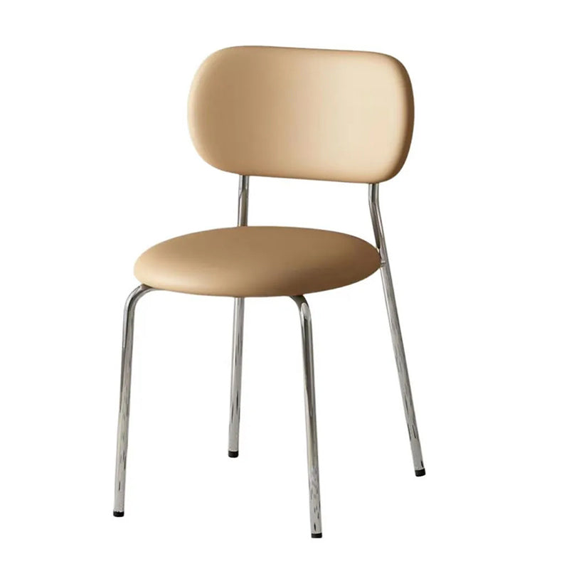 Scandinavian Round Leather Iron Stackable Dining Chair