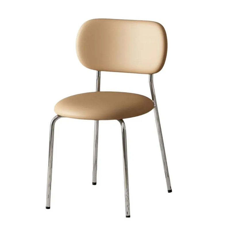 Scandinavian Round Leather Iron Stackable Dining Chair