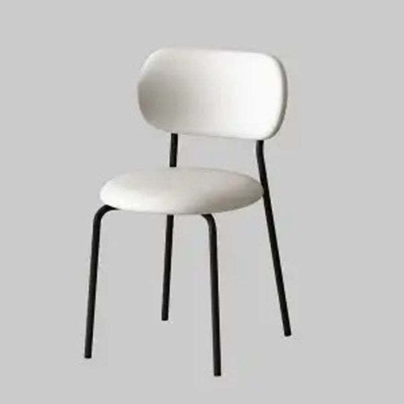 Scandinavian Round Leather Iron Stackable Dining Chair