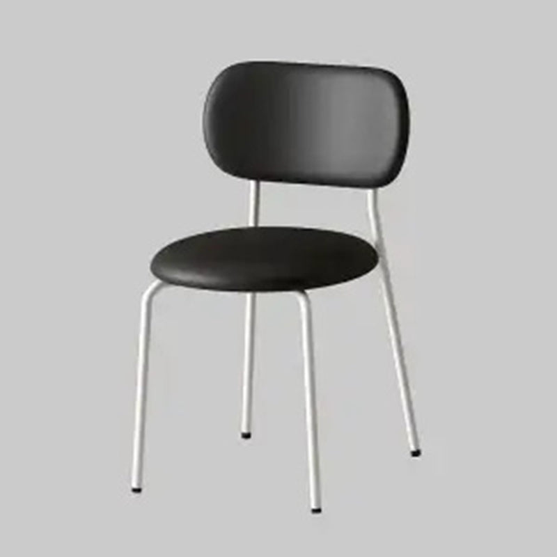 Scandinavian Round Leather Iron Stackable Dining Chair