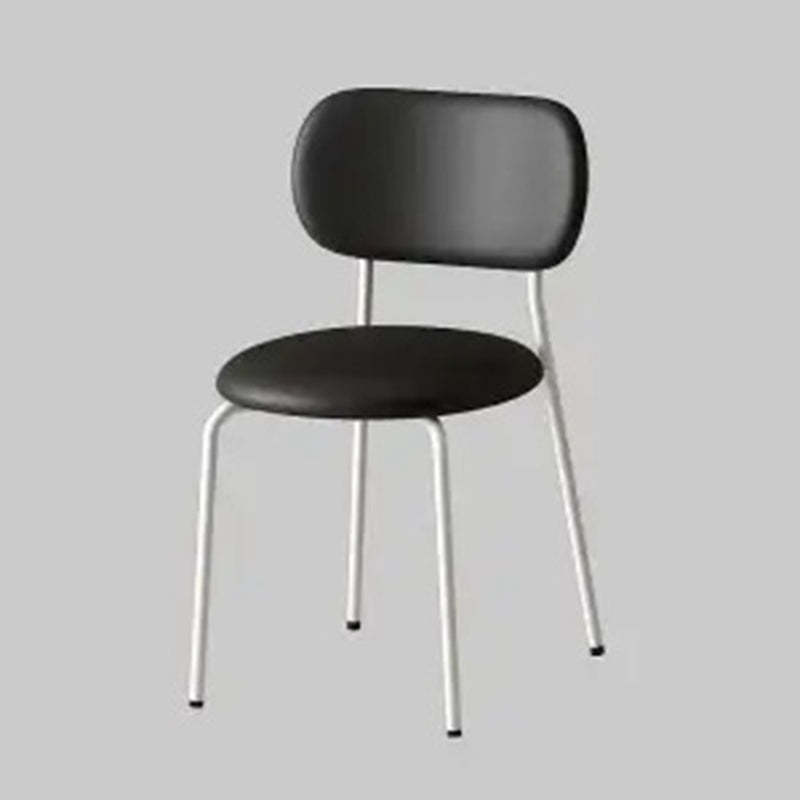 Scandinavian Round Leather Iron Stackable Dining Chair