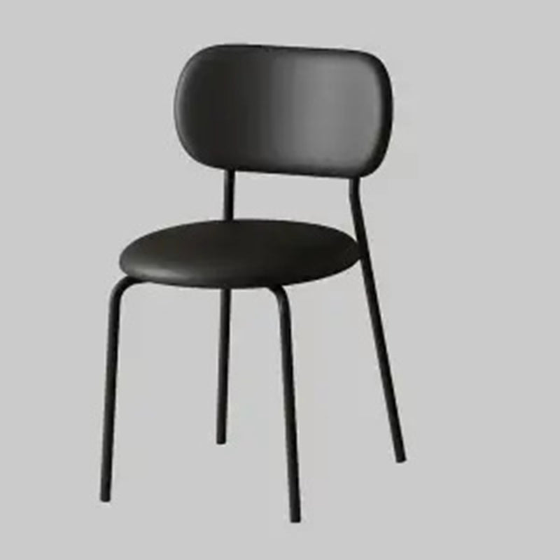 Scandinavian Round Leather Iron Stackable Dining Chair