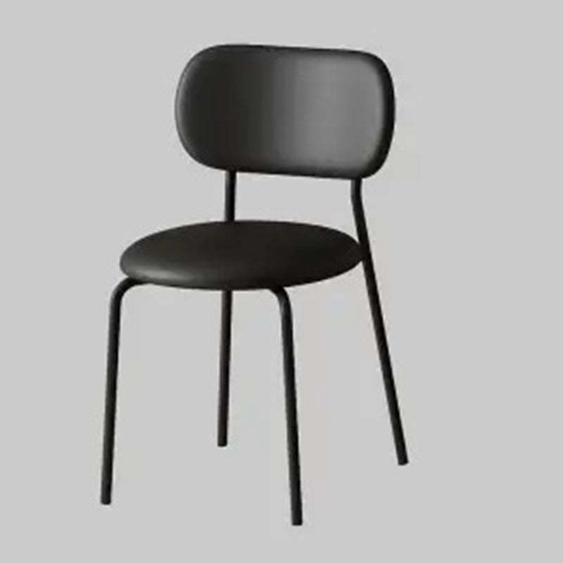 Scandinavian Round Leather Iron Stackable Dining Chair