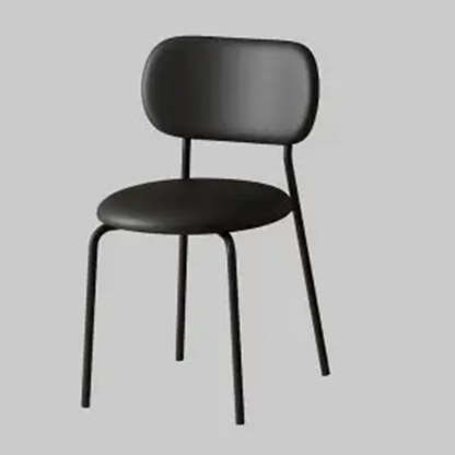 Scandinavian Round Leather Iron Stackable Dining Chair