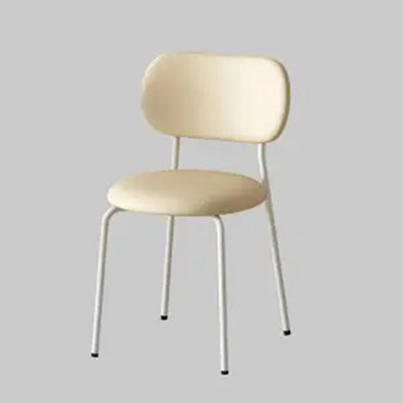 Scandinavian Round Leather Iron Stackable Dining Chair