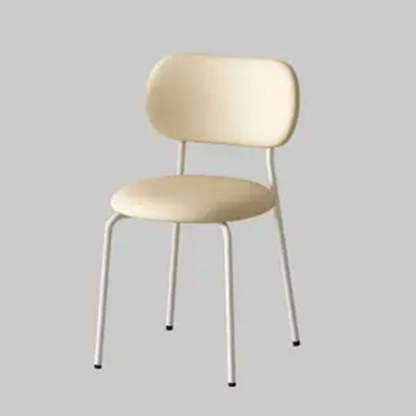 Scandinavian Round Leather Iron Stackable Dining Chair