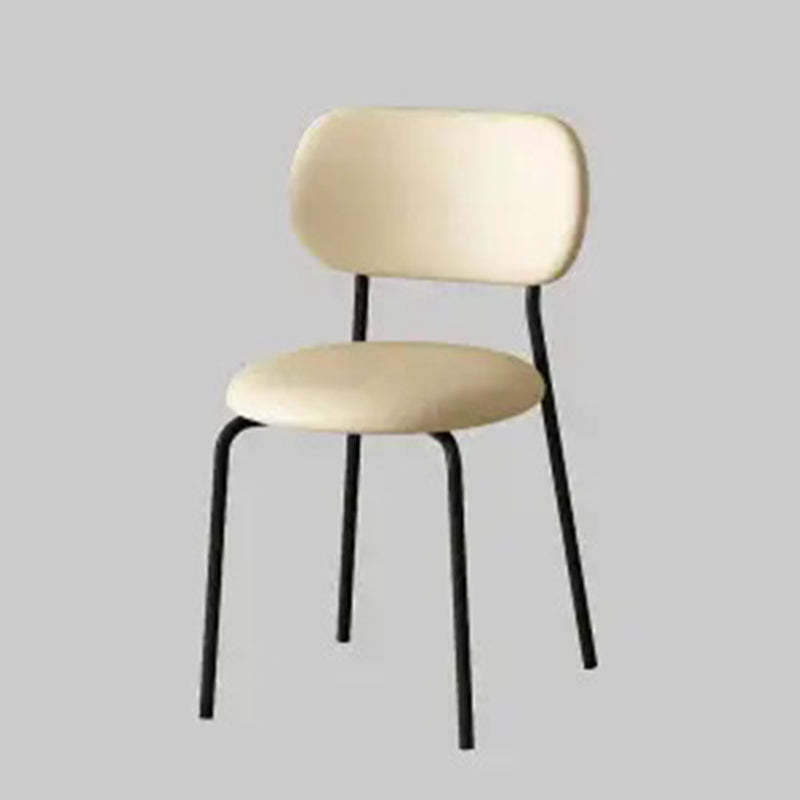 Scandinavian Round Leather Iron Stackable Dining Chair