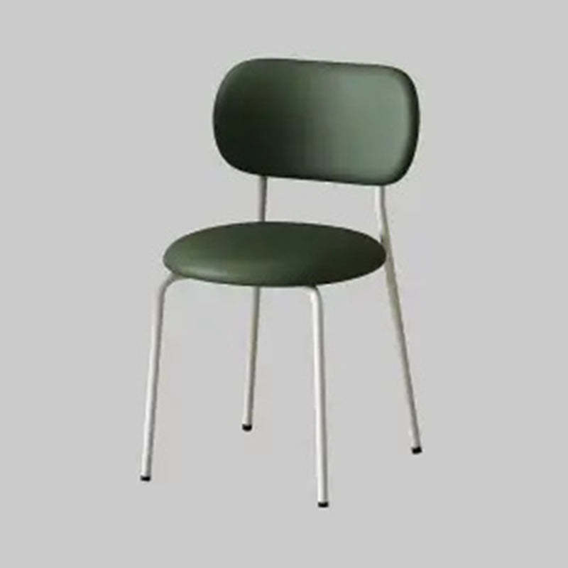 Scandinavian Round Leather Iron Stackable Dining Chair