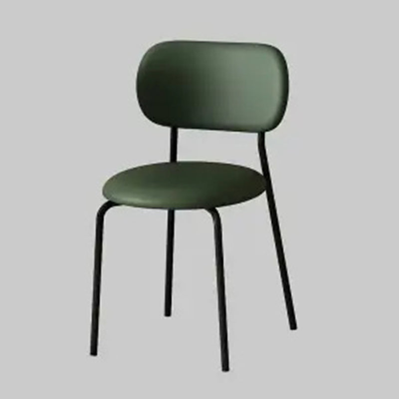 Scandinavian Round Leather Iron Stackable Dining Chair