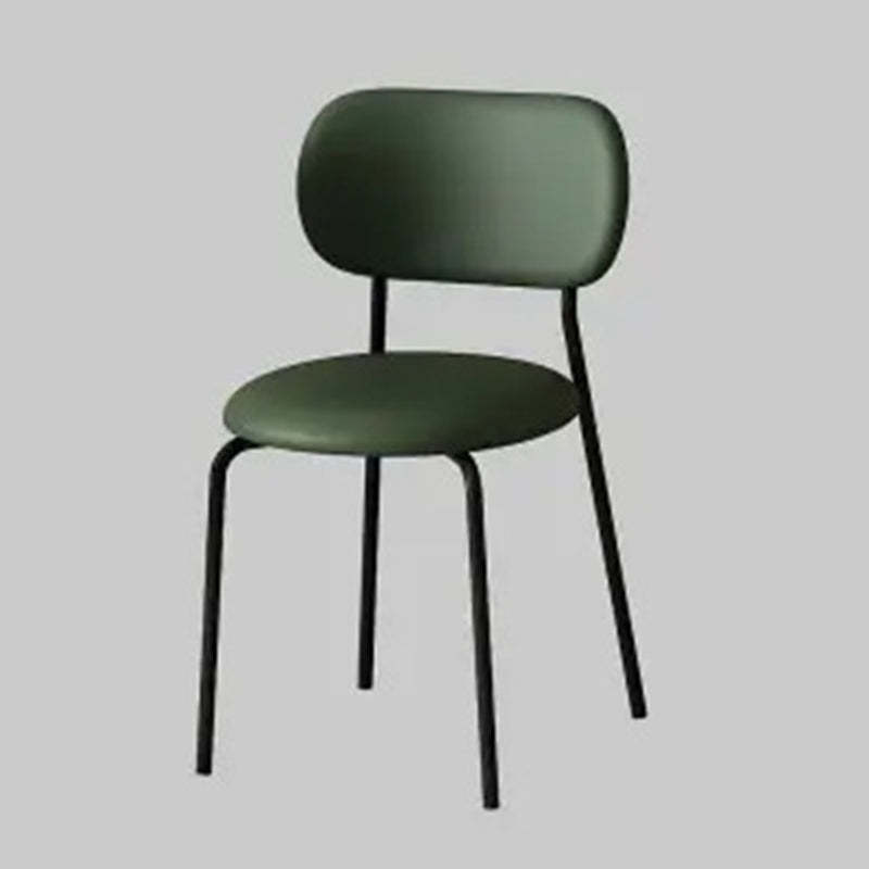 Scandinavian Round Leather Iron Stackable Dining Chair