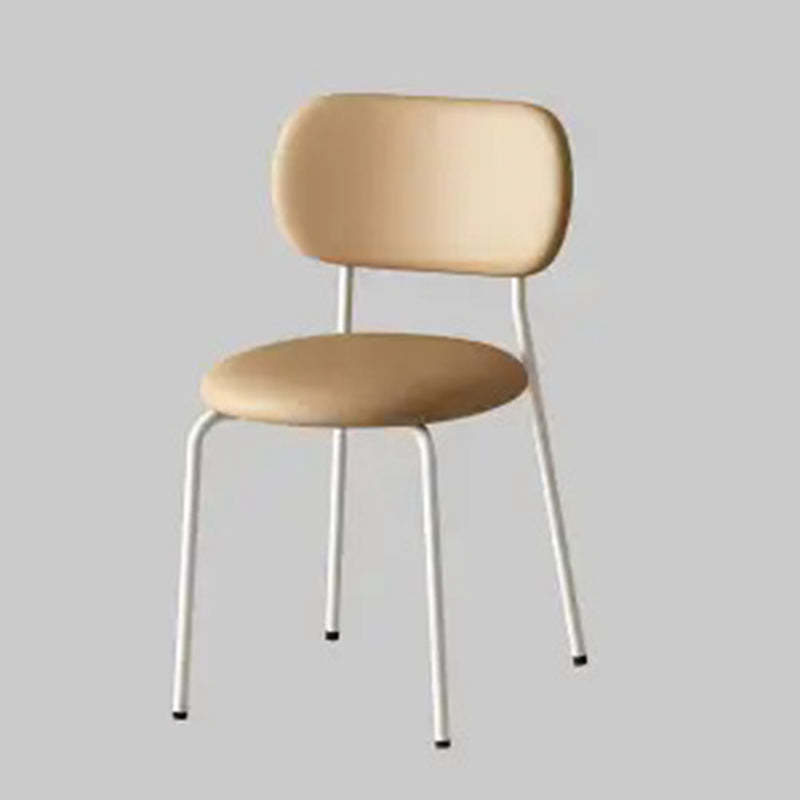 Scandinavian Round Leather Iron Stackable Dining Chair