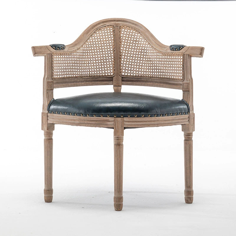 European Triangle Leather Wood Arc Dining Chair