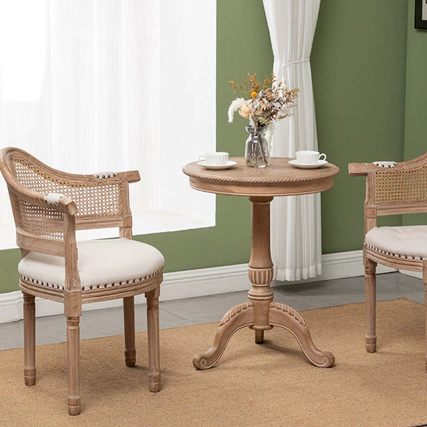 European Triangle Leather Wood Arc Dining Chair