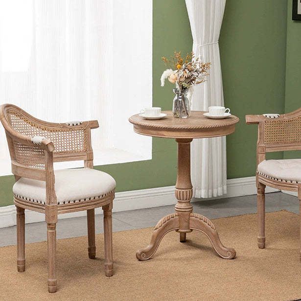 European Triangle Leather Wood Arc Dining Chair