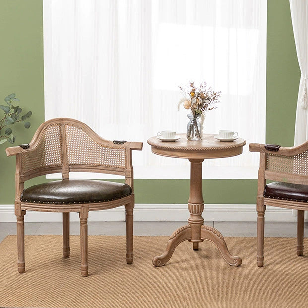 European Triangle Leather Wood Arc Dining Chair