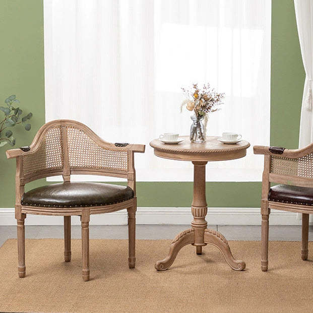 European Triangle Leather Wood Arc Dining Chair