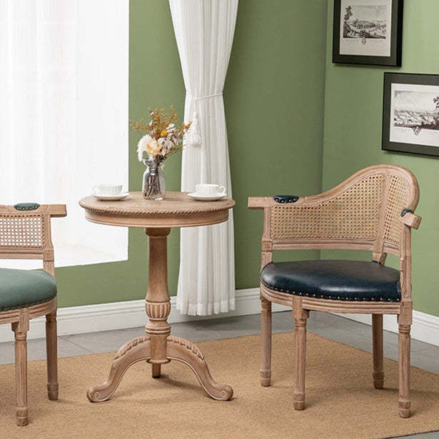 European Triangle Leather Wood Arc Dining Chair