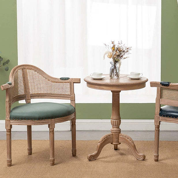 European Triangle Leather Wood Arc Dining Chair