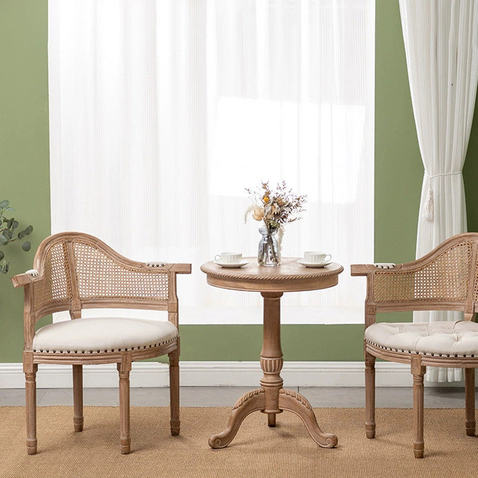 European Triangle Leather Wood Arc Dining Chair