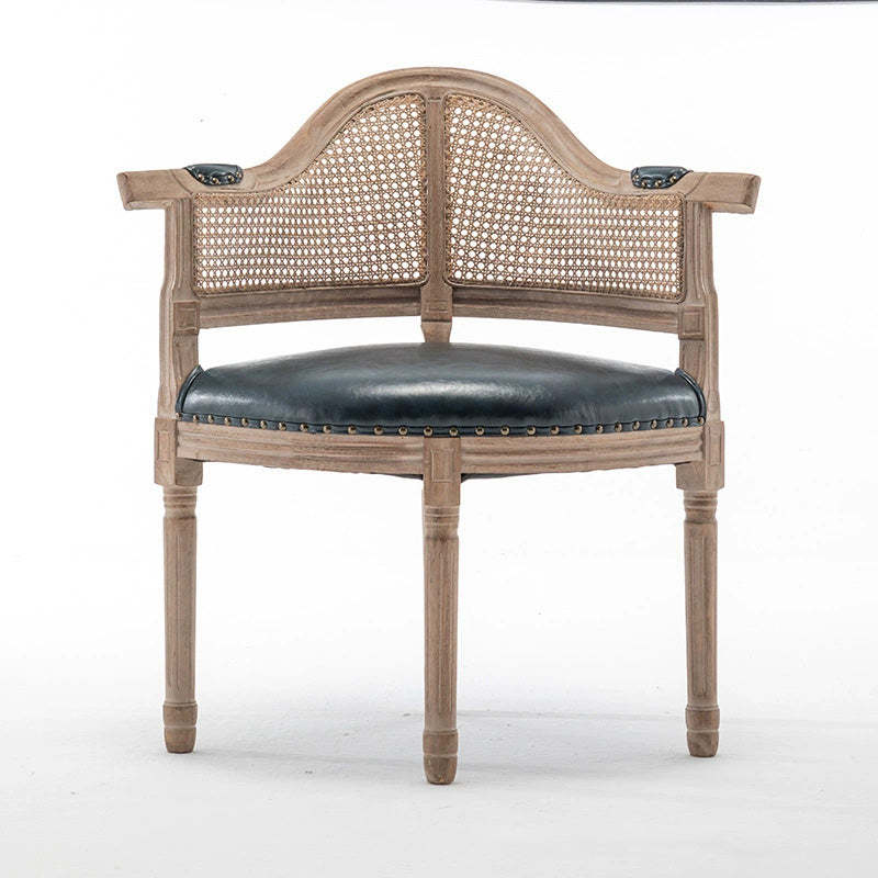 European Triangle Leather Wood Arc Dining Chair