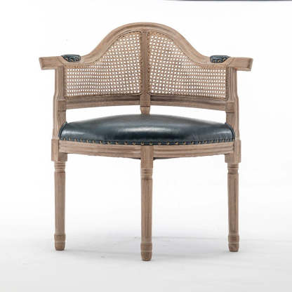 European Triangle Leather Wood Arc Dining Chair