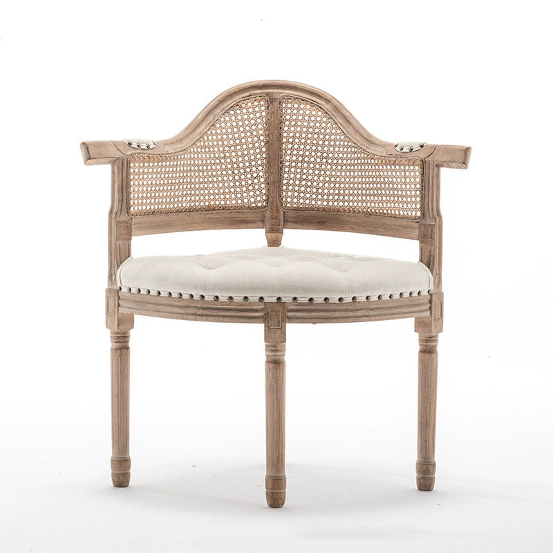 European Triangle Leather Wood Arc Dining Chair