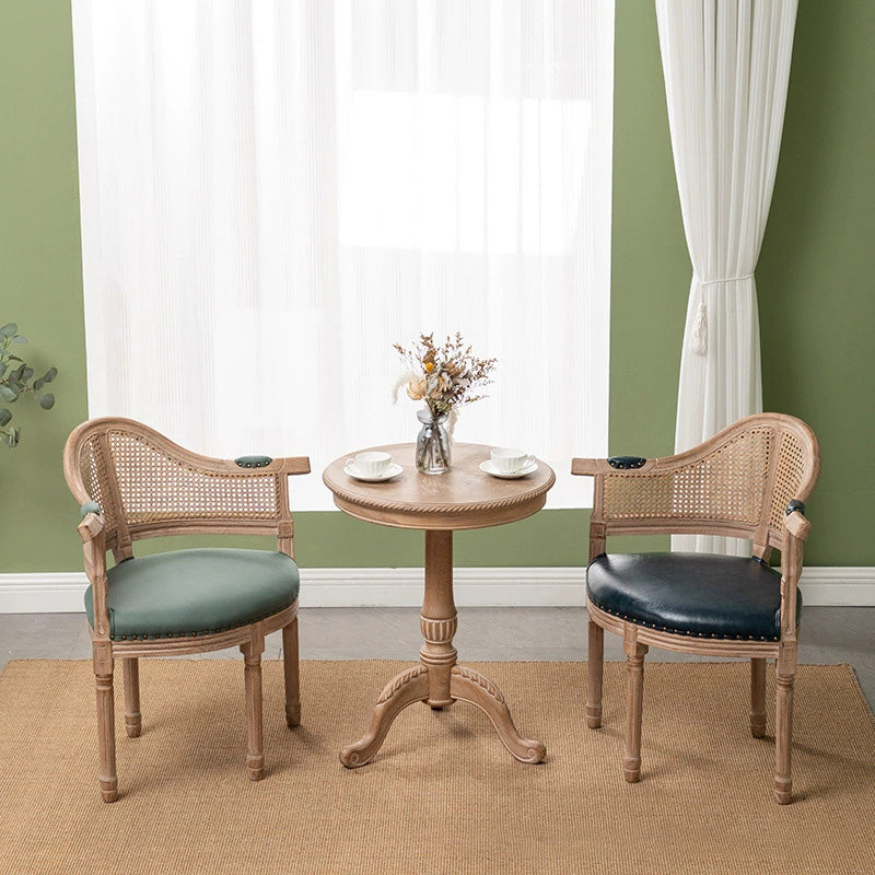 European Triangle Leather Wood Arc Dining Chair