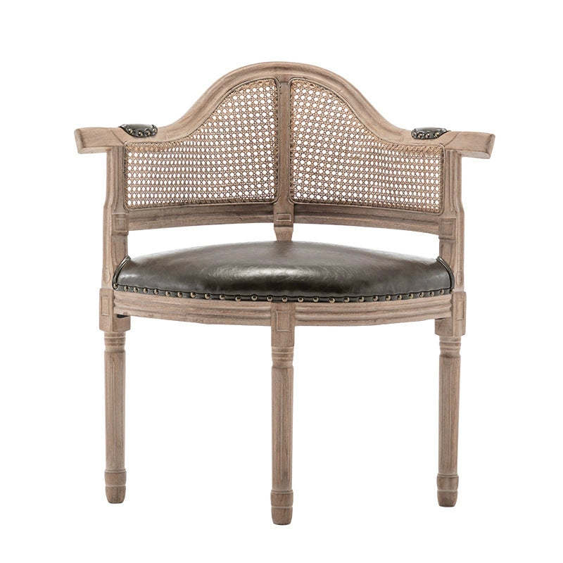 European Triangle Leather Wood Arc Dining Chair