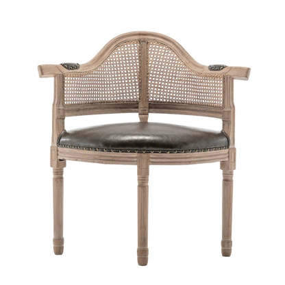 European Triangle Leather Wood Arc Dining Chair