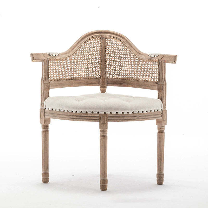 European Triangle Leather Wood Arc Dining Chair