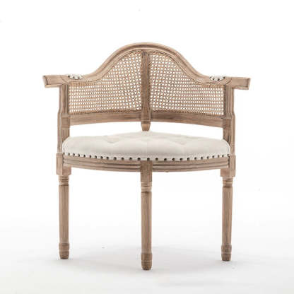 European Triangle Leather Wood Arc Dining Chair