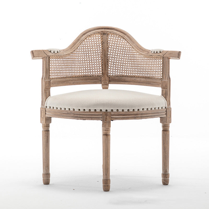 European Triangle Leather Wood Arc Dining Chair