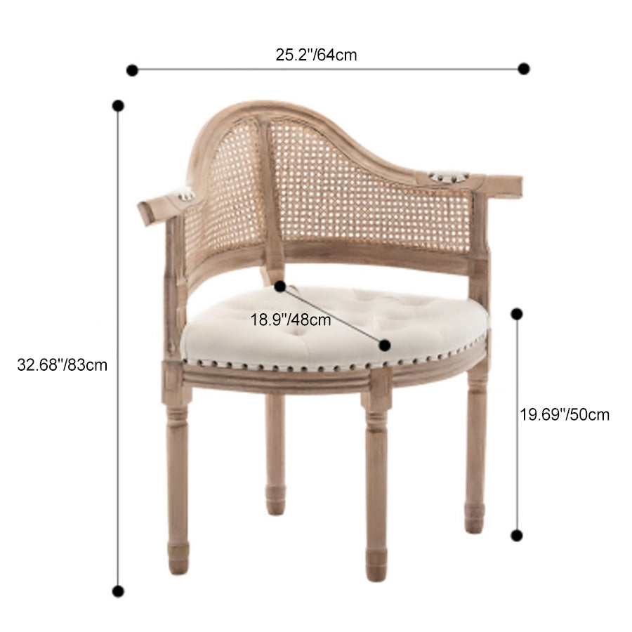 European Triangle Leather Wood Arc Dining Chair — Light Blue Tech Fabric Cushion