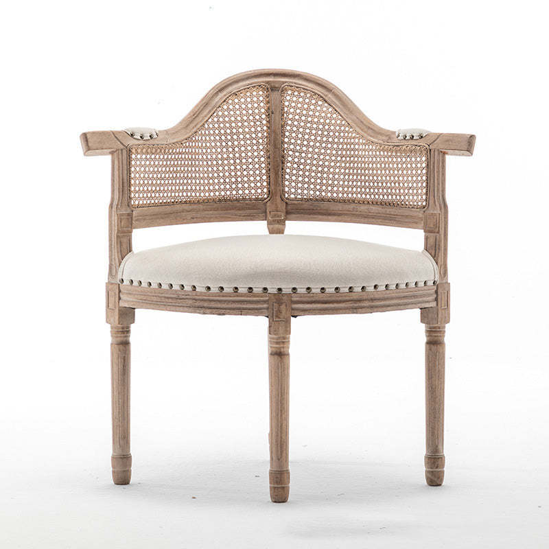 European Triangle Leather Wood Arc Dining Chair