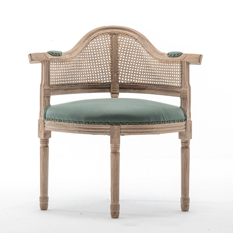 European Triangle Leather Wood Arc Dining Chair