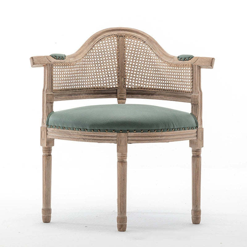 European Triangle Leather Wood Arc Dining Chair