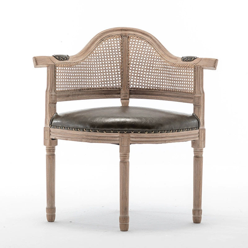 European Triangle Leather Wood Arc Dining Chair