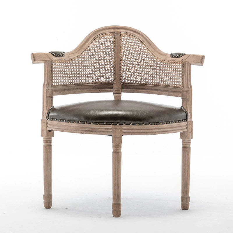 European Triangle Leather Wood Arc Dining Chair