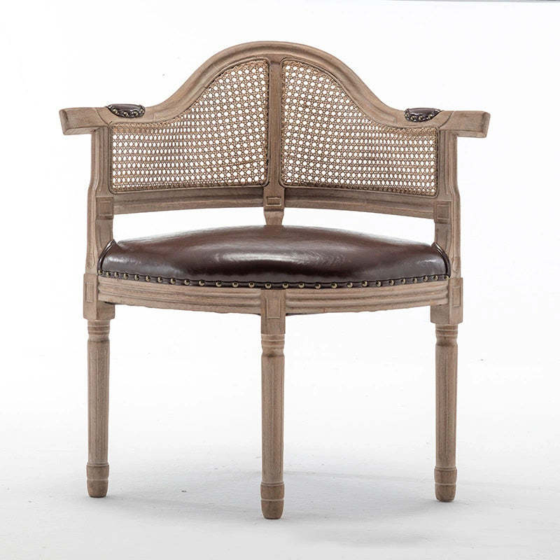 European Triangle Leather Wood Arc Dining Chair