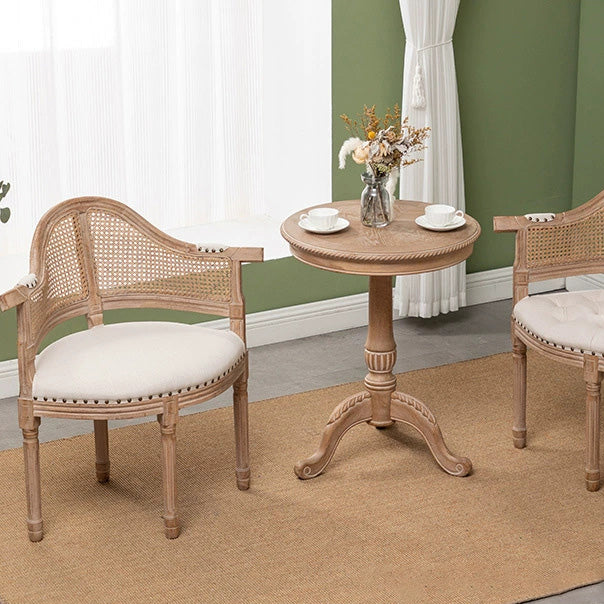 European Triangle Leather Wood Arc Dining Chair