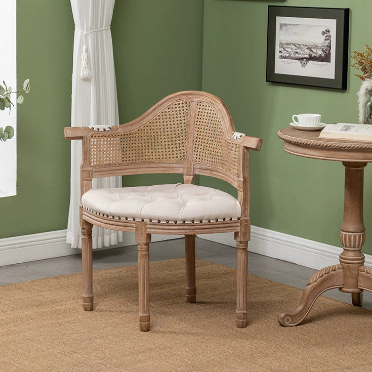 European Triangle Leather Wood Arc Dining Chair