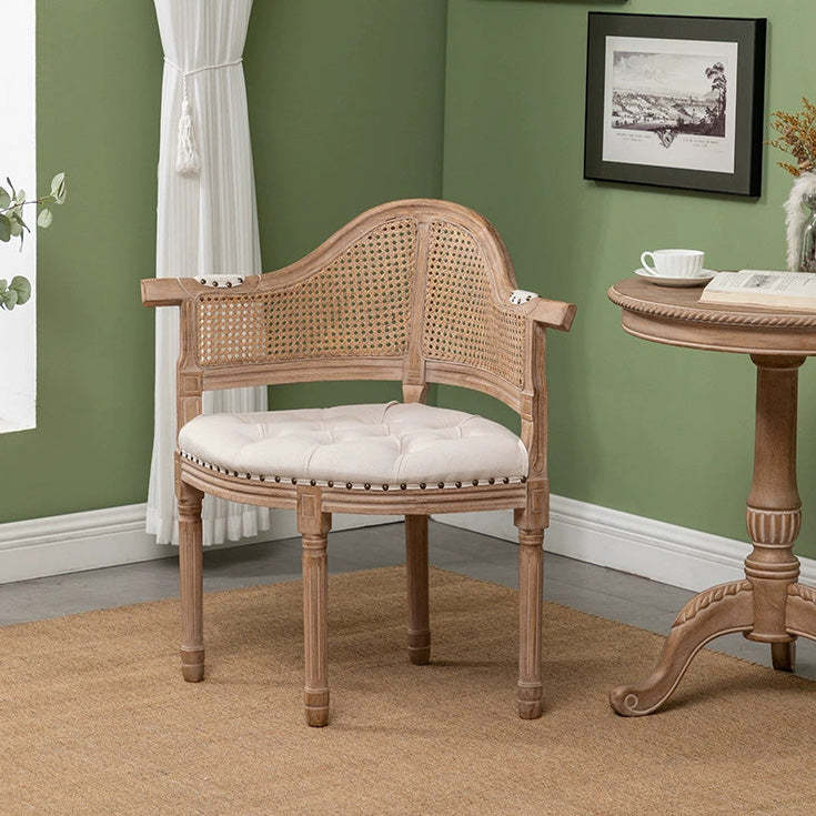 European Triangle Leather Wood Arc Dining Chair