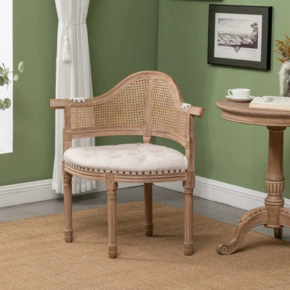 European Triangle Leather Wood Arc Dining Chair